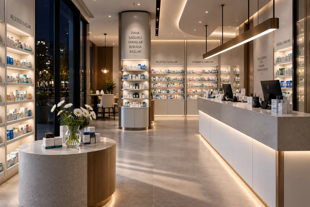 Pharmacy spatial flow and interior planning – Pharm Art Studio