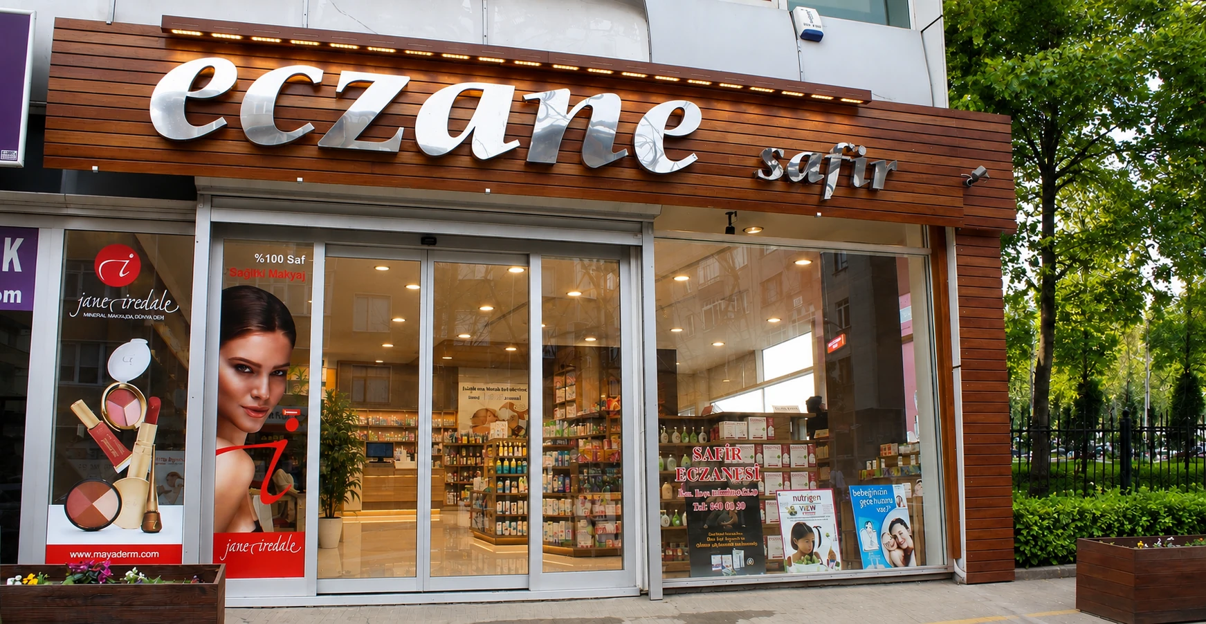 Safir Pharmacy exterior facade and entrance in Istanbul